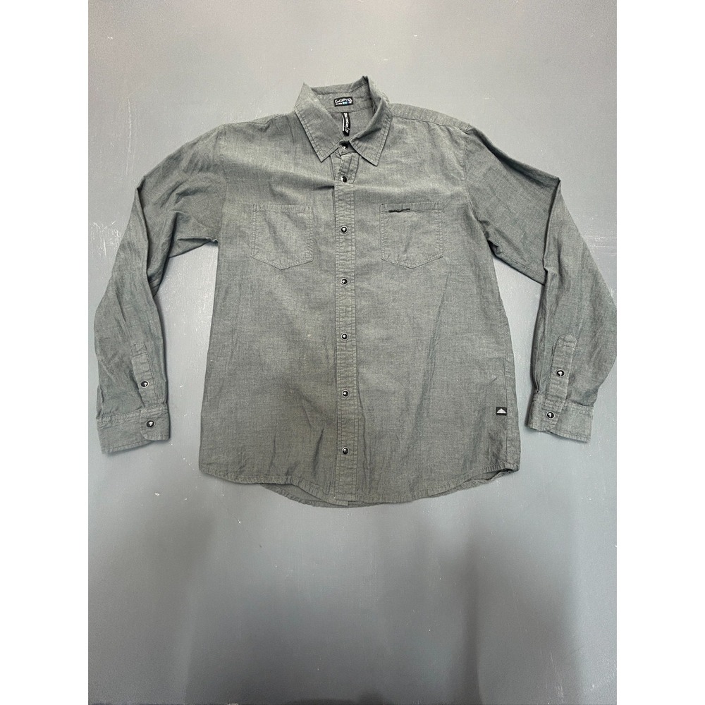 GoPro Discrete Button Up Shirt Men's Medium Gray Long Sleeve Casual Travel Work